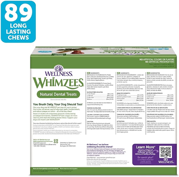WHIMZEES Wellness Value Box Dog Dental Treats, Small Size, (89 Count)