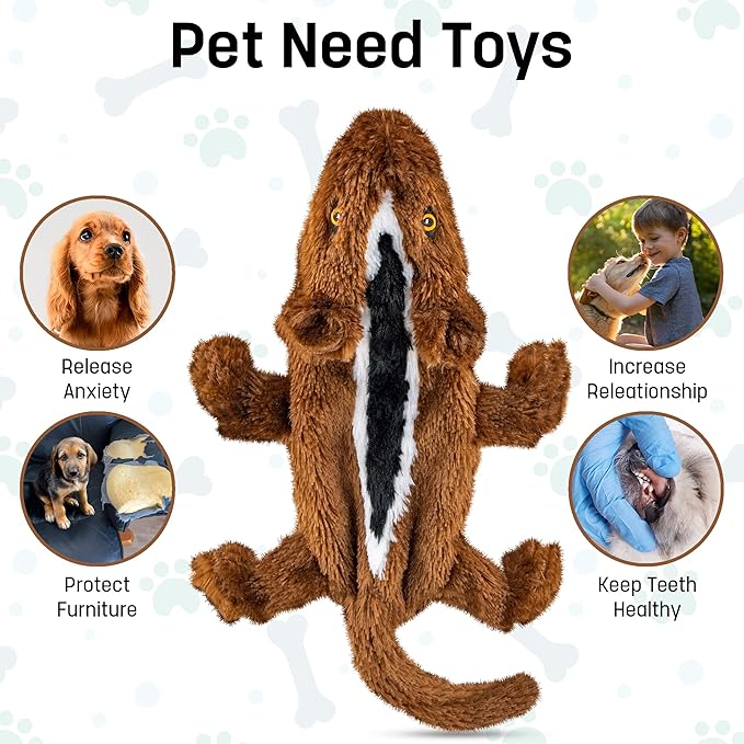 FGA MARKETPLACE Squirrel Flat NO Stuffing NO Squeak Plush Dog Toy, Funny Style Will Entertain Your Pet for Hours, Recommended for Small and Medium Dog 21 INCH Long