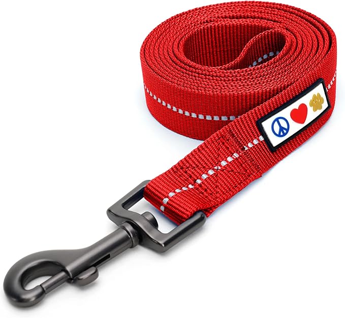 Pawtitas Red Dog Leash 6 ft M/L Reflective Durable Lightweight Recycled Lead for Medium or Large Dogs and Puppies