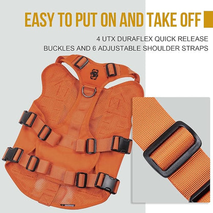 OneTigris Tactical Dog Harness for Small Dog, Mesh Design Service Dog Vest Breathable Military Dog Molle Vests with Handles, Harness for Walking Hiking Training