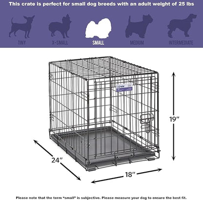 MidWest Homes for Pets 24-Inch iCrate Folding Dog Crate with Divider Panel, Leak-Proof Tray & Secure Latches – Metal Wire Kennel for Small Breeds – Portable, Durable & Easy to Assemble