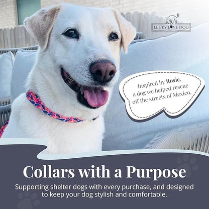 Lucky Love Dog - Easy Click Buckle Dog Collar with Leash Set Combo, Durable & Comfortable for Male & Female Dogs, Pet Collar for Small Dogs, Secure Fit - Floral Rosie Combo, X-Small