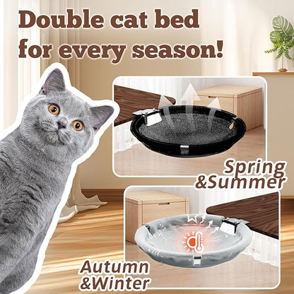 SAMAH Rotatable Cat Desk Bed, Suspended Luminous Cat Desk Hammock, Removable Faux Fur Fabric Supports Up to 30lbs, Suitable for Office Desk, Game Table, Gifts for Cats Pets