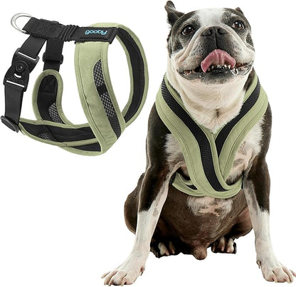 Gooby Comfort X One Dog Harness - Head-in Dog Harness for Small & Medium Sized Dogs - Escape-Free & Choke Free - Breathable Mesh, Shock Absorbing, Easy Snap & Swivel Buckles - Portland Green, Medium