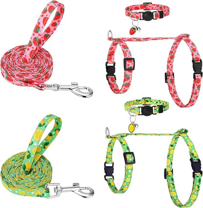 2 Pack Cat Harness and Leash, Escape Proof Adjustable Cat Harness with Leash Collar, Lightweight Soft and Comfortable, for Small Medium Cats Safe Walking and Travel
