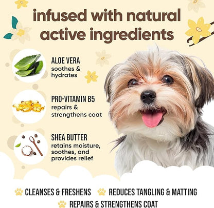 Vanilla & Shea Butter Dog Shampoo by Buddycare | Moisturising Shampoo for Dogs | Vanilla & Shea Butter Scented | with Aloe Vera and Pro Vitamin B5 (169.07oz)