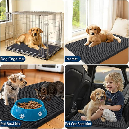 OLANLY Dog Door Mat for Muddy Paws 44x32, Ultra Absorbent Chenille Mud Doormat, Non-Slip Washable and Dirt Trapping Doormat for Indoor Entryway, Quick-Dry Indoor Pet Bed Mats for Dogs, Dark Grey