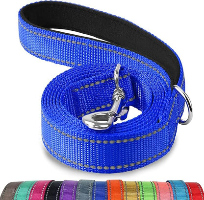 Joytale Double-Sided Reflective Dog Leash, 4 FT, Padded Handle Nylon Heavy Duty Leashes for Medium & Large Dogs Walking, Navy Blue