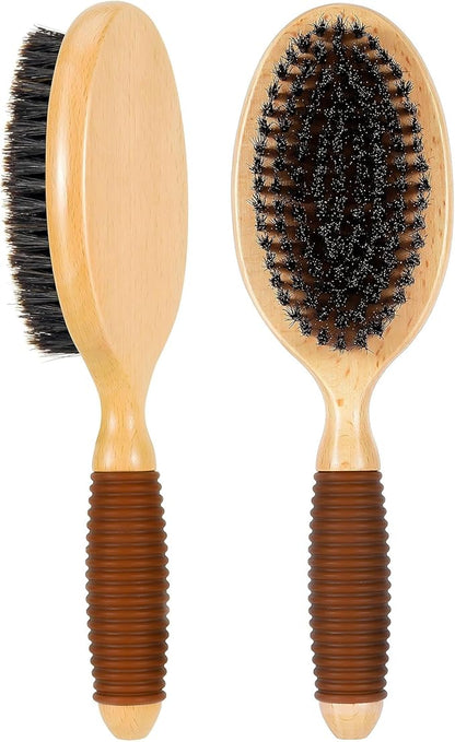 GROOMAGE Boar Bristle Pet Brush for Short Haired Dogs and Cats, Dog Cast Hair Brush for Shedding with Beech Wood Handle and Non-Slip Rubber