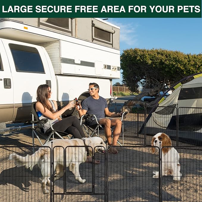 VISCOO Dog Playpen Outdoor, 16 Panels 32" H Dog Pen Indoor, Metal Dog Fence Outdoor, Pet Fence for Large/Medium/Small Dogs, Indoor Puppy PlayPen, Dog Fence Exercise Pen for RV,Camping,Yard