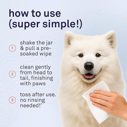 Petpost Large Grooming Wipes for Dogs | 70 Count Deodorizing Dog Cleaning Wipes with Coconut Extract & Aloe | Gentle Pet Wipes with Cherry Blossom Scent for Full-Body Grooming