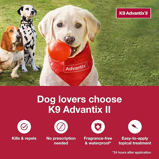 K9 Advantix II Large Dog Vet-Recommended Flea, Tick & Mosquito Treatment & Prevention | Dogs 21-55 lbs. | 2-Mo Supply (Packaging may vary)