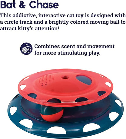 Catstages Catnip Chase Interactive Ball Track Cat Toy, Red and Blue