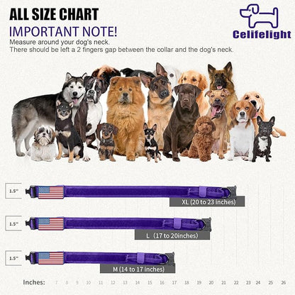 Tactical Military Collar - Adjustable Nylon, Heavy Duty Metal Buckle with Handle for Dog Training, with Patches (Purple, XL)