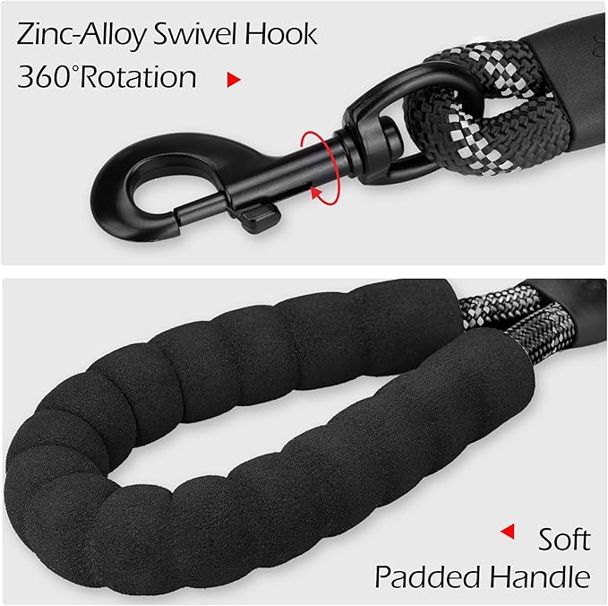 PoyPet Dog Harness and Leash Combo, Escape Proof No Pull Vest Harness, with 5 Feet Leash, Reflective Adjustable Soft Padded Pet Harness with Handle for Small to Large Dogs(Black,L)