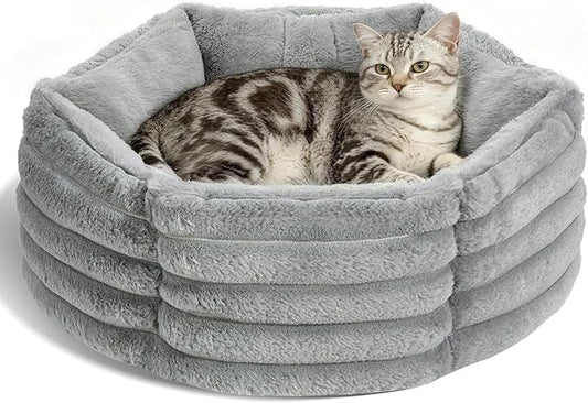 Kimpets Small Dog Bed for Small Dogs, Cat Beds for Indoor Cats, Pet Bed for Puppy and Kitty, Extra Soft & Machine Washable with Anti-Slip & Water-Resistant Oxford Bottom, Grey, 20 inches