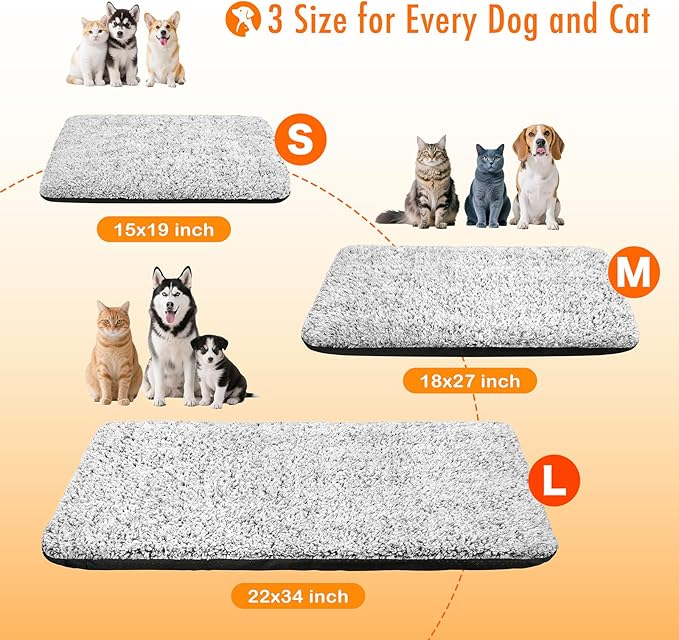 WanpeeGoo Self Warming Cat Bed, Heated Cat Bed, 2.0 Upgraded Dual-Layer Thermal Foil Heating Pad, Plush Self-Heating Pet Mat for Crate, Floor, with Removable Washable Cover, Non-Slip, 15"x19"