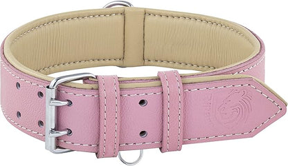 Riparo Pink Dog Collar, Dog Collar for Large Dogs, Leather Dog Collar (XL: 1.75" Wide for 21”-25” Neck, Pink)
