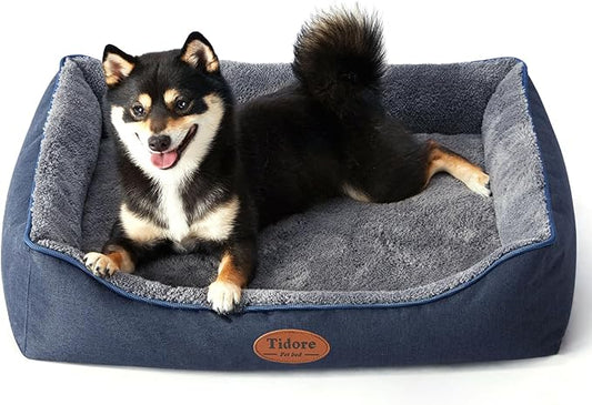 Tidore Orthopedic Dog Beds Medium Sized Dog, Durable Egg Crate Foam Sofa Dog Bed with Washable Removable Cover, Waterproof Lining, Pet Beds for Medium Dogs, Navy