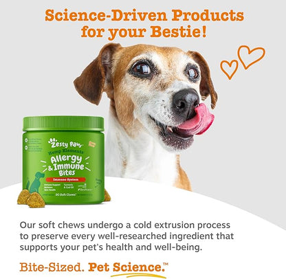 Zesty Paws Dog Allergy Relief - Anti Itch Supplement - Omega 3 Probiotics for Dogs - Salmon Oil Digestive Health - Soft Chews for Skin & Seasonal Allergies - with Epicor Pets – Hemp - 90 Count…