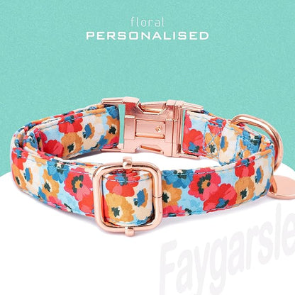 Faygarsle Colorful Pattern Dog Collar for Small Medium Large Dogs Cute Puppy Collars for Female Dogs Floral Dog Collars for Summer Spring Wedding Necklace Girl Dog Collar M