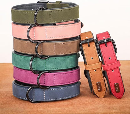 Didog Soft Padded PU Leather Dog Collar, Breathable and Adjustable Dog Collars for Medium Dogs, Comfortable for Daily Walk, Light Brown, L Fit Neck 13-17"(22-44 lbs)
