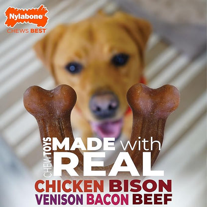 Nylabone Textured Ring Strong Chew Toy for Dogs Made with Real Beef & Chicken, Durable Dog Chew Bones for Aggressive Chewers, Keeps Dogs Busy, Small Dog Toys - Up to 25 lbs, 1 Count