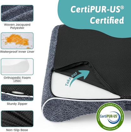 Orthopedic Dog Bed for Extra Large Dogs up to 140 lbs - Removable Washable Cover with Waterproof Lining, Cotton-Polyester Blend Boat-Shaped Lounger Mattress, XL(51x36x8in), Blue