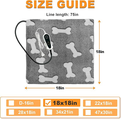 Bestio Cat Heating Pad, 18×18 in Waterproof Heated Cat Bed with Intelligent Constant Temperature Switch and Metal Protective Tube, Pet Heating Pads for Cats Dogs with Washable Cover-Grey