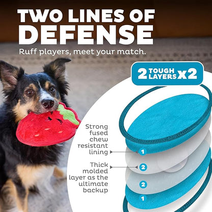 Outward Hound Tough Skinz Durable Squeaky Dog Toy with Two Tough Layers, Strawberry, Red, Medium
