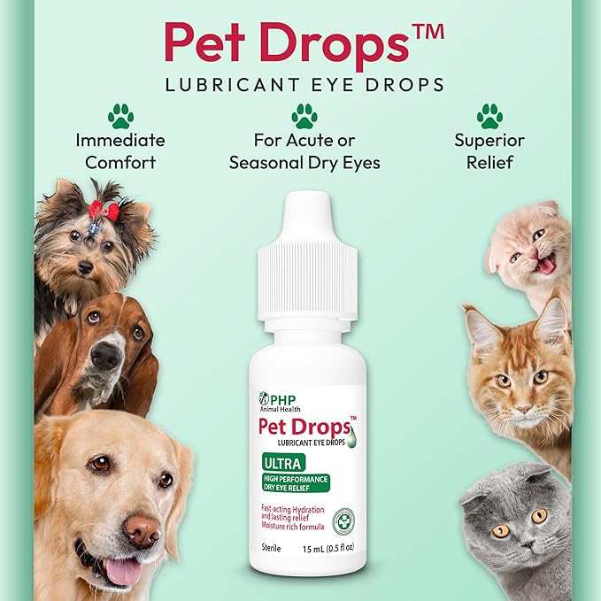 Ultra Lubricant Pet Drops 15 ml - Eye Drops for Cats and Dogs - Moisture Rich Formula, Fast Acting Hydration Dogs Eye Drop for Dry Eyes, Artificial Tears for Extra Dry Eye (Made in U.S.A)