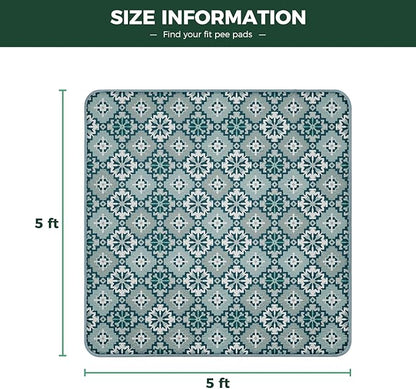 FXW Washable Pee Pads for Dogs, Puppy Pads with Super Absorbent, Specifically Designed for FXW Rollick/Homeplus 24inch 6 Panels Dog Playpen, 39" x 63" Rectangle, Tribal Blue, 1 Pack