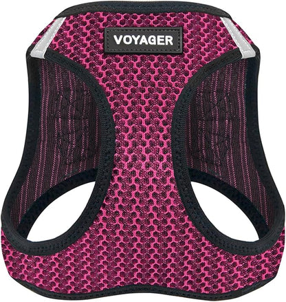 Best Pet Supplies Voyager Step-in Air Harness - All Weather Mesh, Reflective, No Pull Harness for Dogs, Cats - Secure with Hook & Loop Fastener, Buckle, Double D-Rings - Fuchsia 2-Tone, S