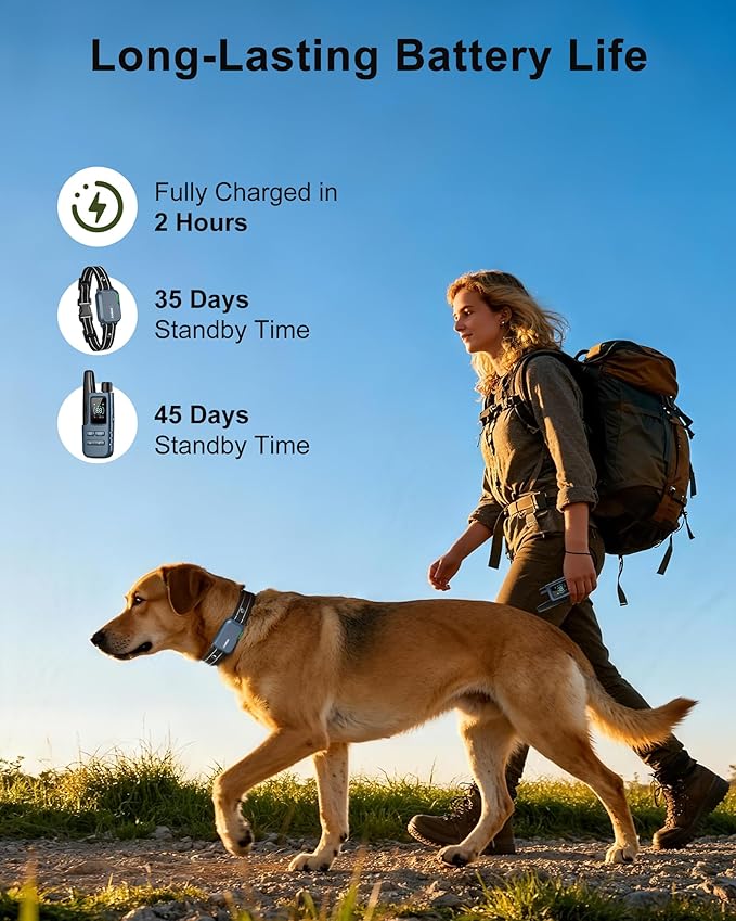 Jugbow Dog Shock Collar - 4500FT Dog Training Collar with Remote, IPX8 Waterproof Electric Dog Collar with 4 Training Modes, Security Lock, Rechargeable eCollar for 10-120lbs Dogs(DBU)