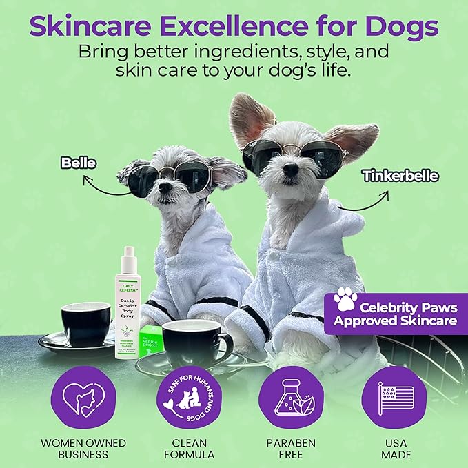 The Canine Project Luxury Daily Dog Deodorant & Grooming Spray – Long-Lasting, Odor Eliminating Pet Deodorizer Spray for Dogs’ Coat & Skin – Gentle & Clean, Irresistible Fresh Spa Scent 5.07 Fl oz.
