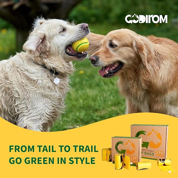 Certified 100% Home Compostable Poop Bags for Dogs, 120 Count Guaranteed Leak Proof and 18 Microns Extra Thick Waste Bag, 8 Rolls of Plant Based Doggie Poop Bag, No Scented with ASTM D6400 & EN13432