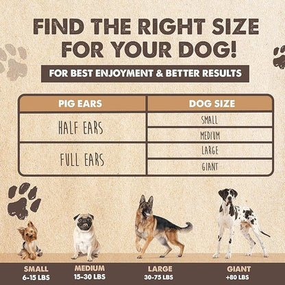 Mighty Paw Half Pig Ears for Dogs - All Natural, Single Ingredient Treats. Better Than Rawhide Pet Snacks for Small and Large/Medium Pets. Pigs Ear Dogs Chews (12 Pack)