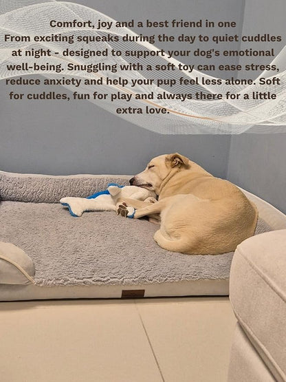 Large Crinkle Dog Toy – No stuffing Squeaky Dog Toy for Small, Medium & Large Breeds, Interactive Tough toy set - Ideal for Chewing, Teething & Fetch, Durable Pet-Safe Materials - Soft Blue Plush
