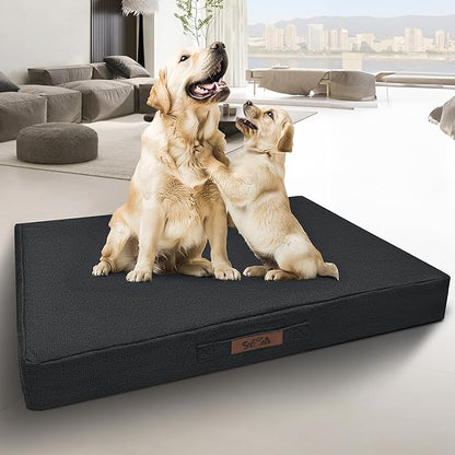 Sytopia 42 Inch Orthopedic Waterproof Dog Crate Bed for Extra Large Dogs, Removable Washable Cover, Egg Crate Foam Mat, Suitable for Dogs Up to 100 Lbs, Dark Grey