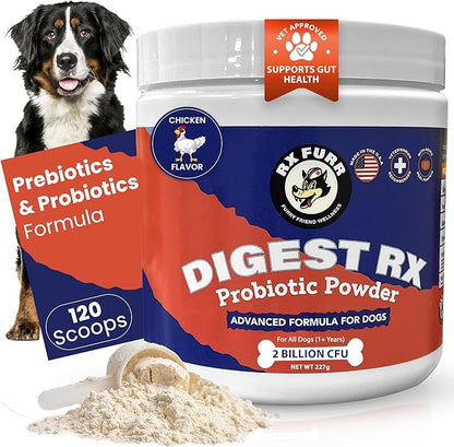 Probiotics for Dogs – Digestive Enzymes, Supports Gut Health, Vet-Formulated Prebiotics & Probiotics, for Immune Support, Diarrhea, Gas, Itching & Seasonal Allergies, Made in USA, 120 Scoops