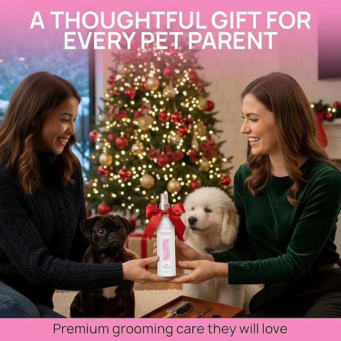 BioSilk for Pets Silk Therapy Detangling Plus Shine Mist for Dogs - Reduces Matted Fur, Shiny & Soft Coat - Suitable for All Dogs & Puppies, Made in USA, 8 Fl Oz - 2 Pack