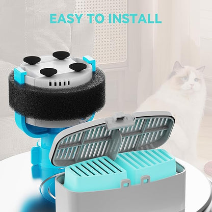 FOFNON Dog Water Fountain Filter: 12 Pet Water Fountain Filters - Including 6 Pieces of Filters + 6 Pieces Sponges - Suitable for FOFNON Wired Dog/Cat Fountain