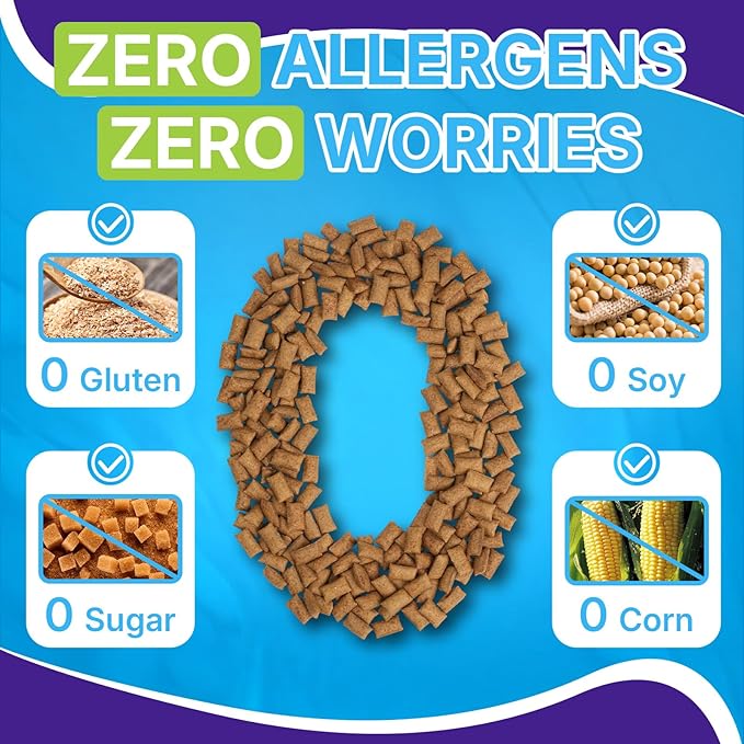 Cat Allergy Relief Chews, 500 Crunchy & Krill Core with Omega-3 Probiotic for Cats, Immunity Supports Seasonal Itching Paw Licking & Scratching Itchy Skin & Coat Support for All Breeds Chicken Flavor