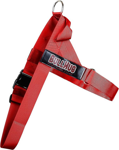 BULLHUG Adjustable Dog Harness– No Pull, No Choke – for English Bulldogs, French Bulldogs, Pugs & Broad-Chested Breeds – Easy, Safe Walks (Bright RED, Small)