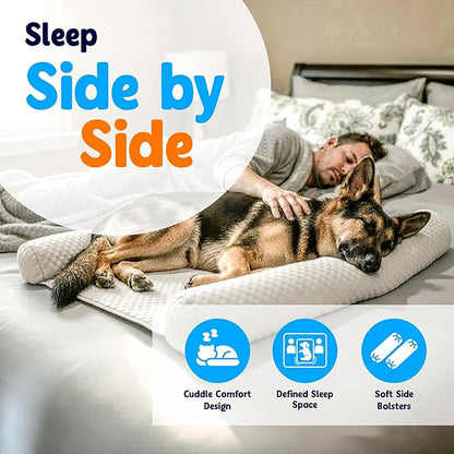 Does Your Dog Love You a Little Too Much at Night? Try Denmate:The First On-Bed Dog-Bed Designed to stabilize Nighttime Movement & Improve Dog & Owners Sleep. Machine Washable. Sleep Better Together