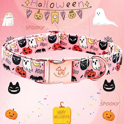 Elegant little tail Halloween Dog Collar, Autumn Pet Collar Durable Pink Dog Collars Male or Female Holiday Pet Gift Adjustable Dog Collar for Small Dogs