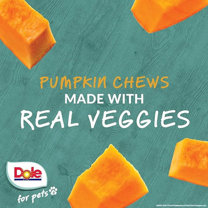 Dole for Pets Freshly Fetched Lasting Chew, Pumpkin Flavor Dog Treats - Flavored with Real Veggies, No Wheat, Corn, Soy, Artificial Flavors, Colors, Preservatives, or Animal Products,8 Ounce - 6 Pack