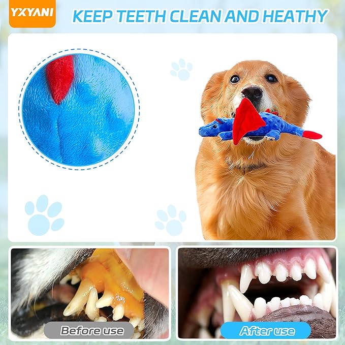 YXYANI Durable Plush Dinosaur Dog Toys with Squeaker, Crinkle Paper Stuffed Chew Toys for Small Middle and Large Dogs 14 Inch