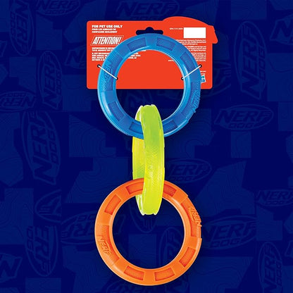 Nerf Dog 11.5in 3-Ring TPR Tug - Blue, Green & Orange