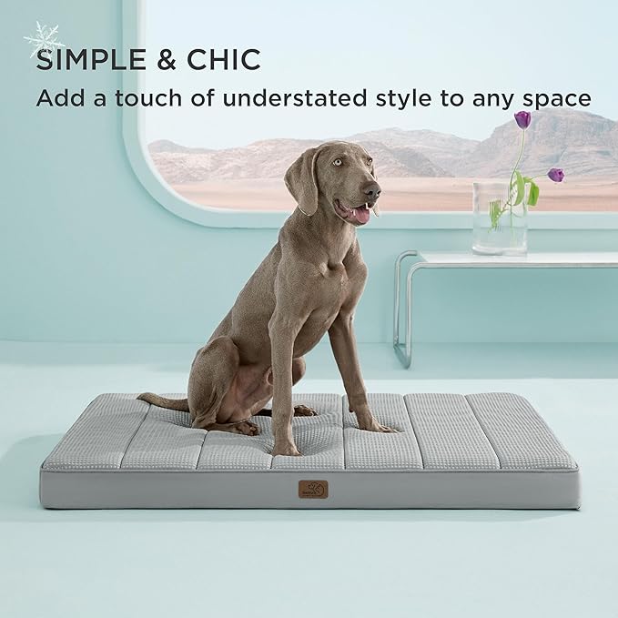 Bedsure Cooling Dog Beds Large Sized Dog - Extra-Large Orthopedic Waterproof Puppy Bed with Removable Washable Cover, Egg Crate Foam Pet Mat, Suitable for Pet Up to 100 lbs